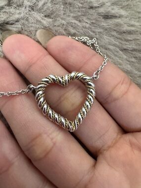 Tiffany & Co. Sterling Silver & 18K Gold Twisted Rope Heart Necklace 16” Rare